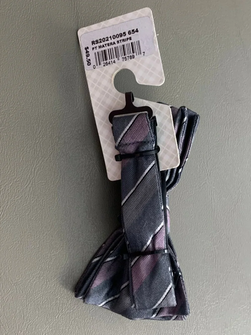 Ryan Seacrest Distinction Mens Pre-Tied Striped Bow-Tie, Charcoal Pink, One Size